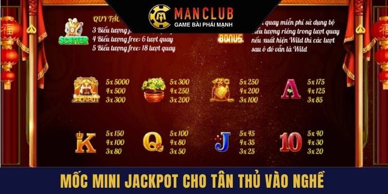 Mốc Mini Jackpot cho tân thủ vào nghề 